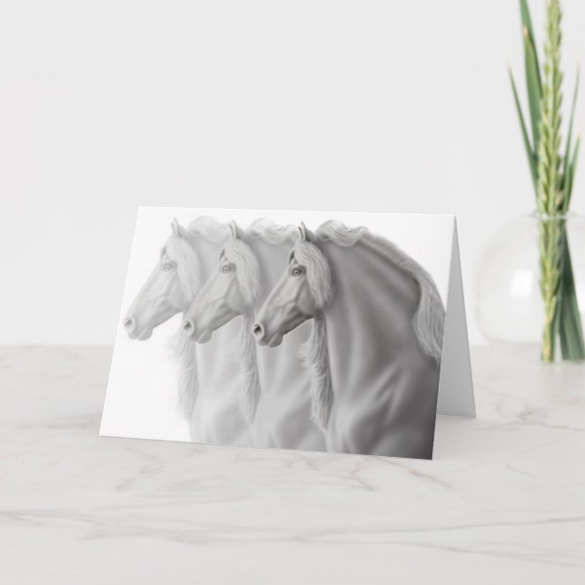 Cartão Friesian Horses Greeting Card (Frente)