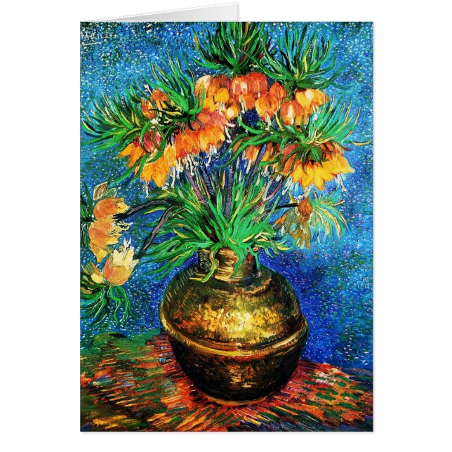 Cartão Fritillarias em cobre Vase Van Gogh de arte (Frente)
