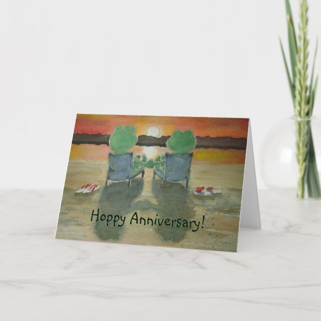 Cartão Frog Anniversary Card Hoppy Happy Anniversary (Frente)