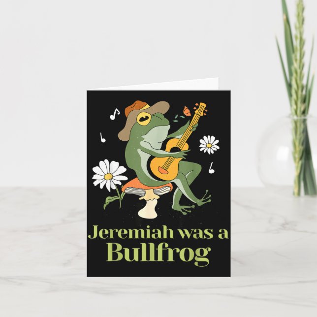 Cartão Frog Guitar-jeremiah Was Bullfrog Funny Saying  (Frente)