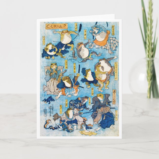 Cartão Frog Kabuki Actor, Kuniyoshi, Ukiyo-e (Frente)