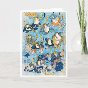 Cartão Frog Kabuki Actor, Kuniyoshi, Ukiyo-e