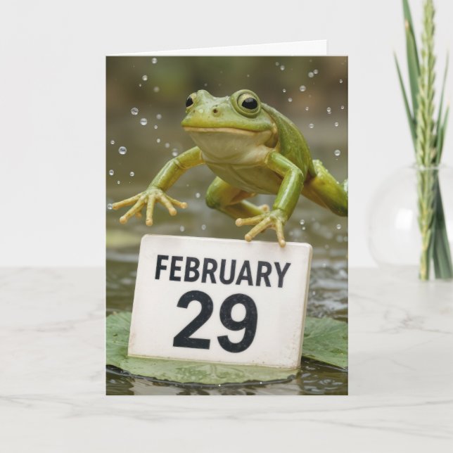 Cartão Frog Leap Year Birthday (Frente)