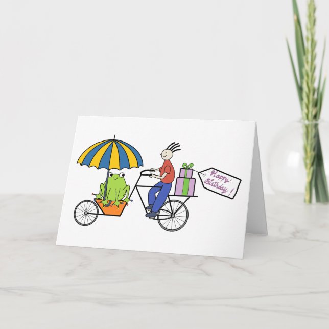 Cartão frog on a bike birthday card (Frente)