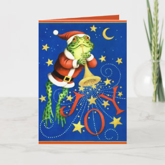 Cartão Frog play trumpet Christmas birthday greeting card
