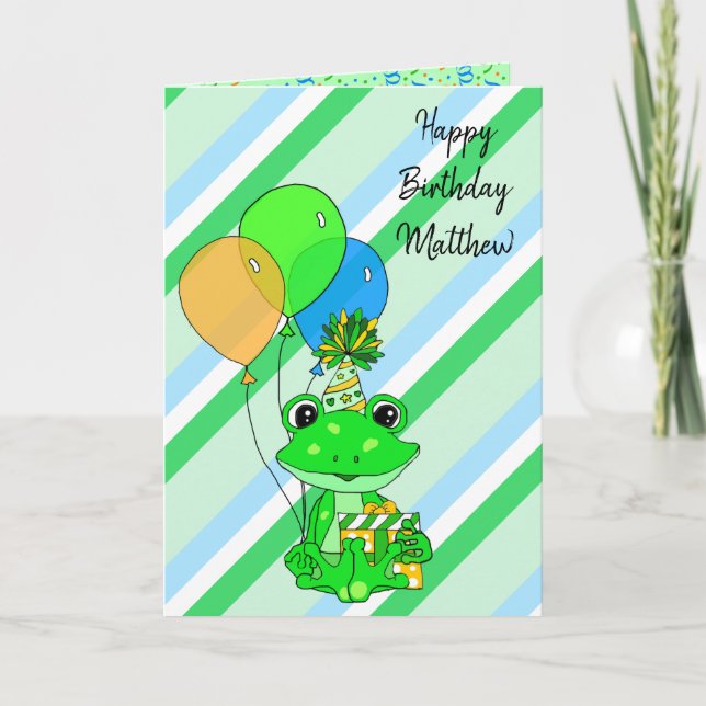 Cartão Frog Themed Happy Birthday Boy's Personalized (Frente)