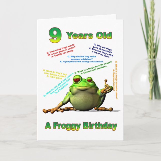 Cartão Froggy friend 9th birthday card with froggy jokes (Frente)