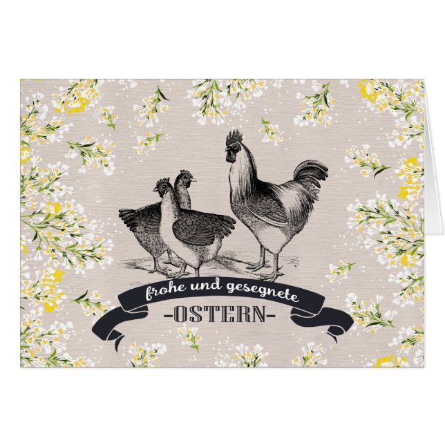 Cartão Frohe Ostern. Easter Card in German (Frente Horizontal)