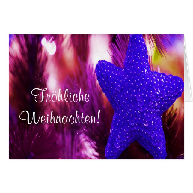Cartão Fröhliche Weihnachten natalino - Estrela Roxa III (Frente Horizontal)