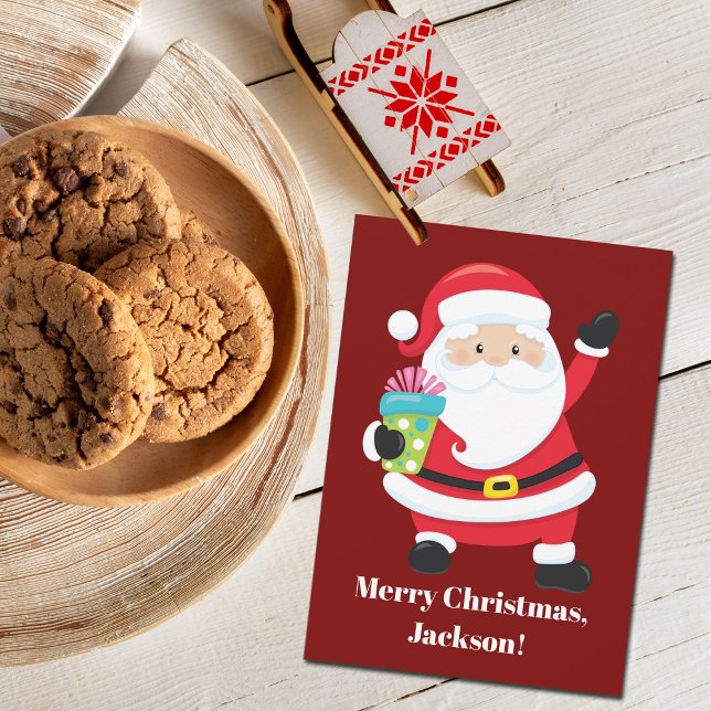 Cartão From Santa Red Personalized Kids Christmas (Criador carregado)