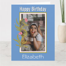 Fronteira Azul de Foto Personalizada de Aniversári