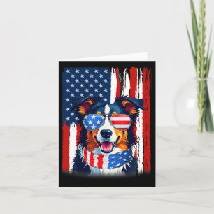Cartão Fronteira De Bandeira Americana Collie Dog 4 De Ju