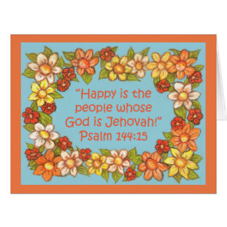 Cartão Fronteira de Flor~Pessoas Felizes-Deus Jeová~Escri