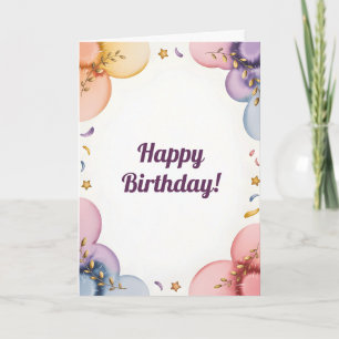 Cartão Fronteira Floral Pastel Aguarela Sonhadora com Dou