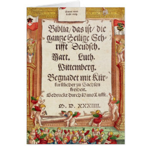 Cartão Frontispício da bíblia de Luther, c.1530