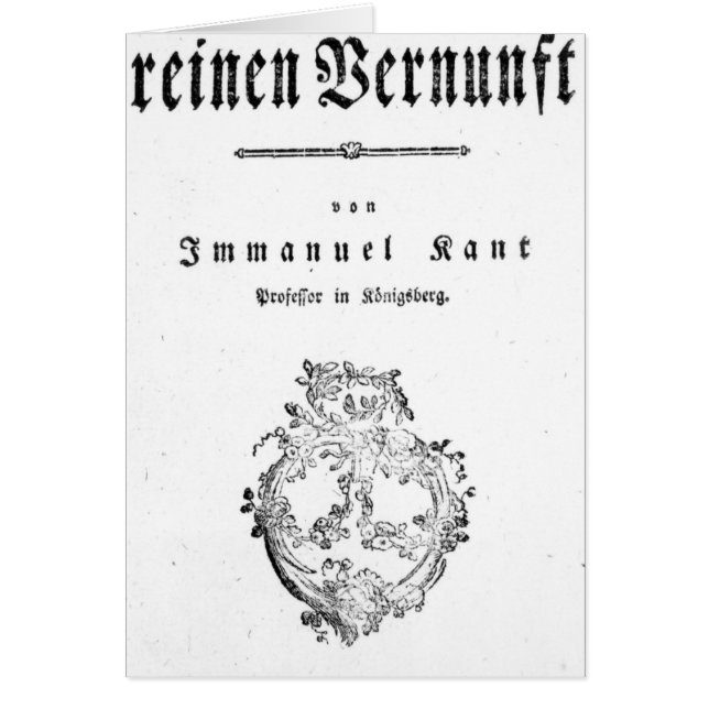 Cartão Frontispício 'da crítica de puro (Frente)