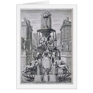 Cartão Frontispício 'da fonte e Waterjets no AIE