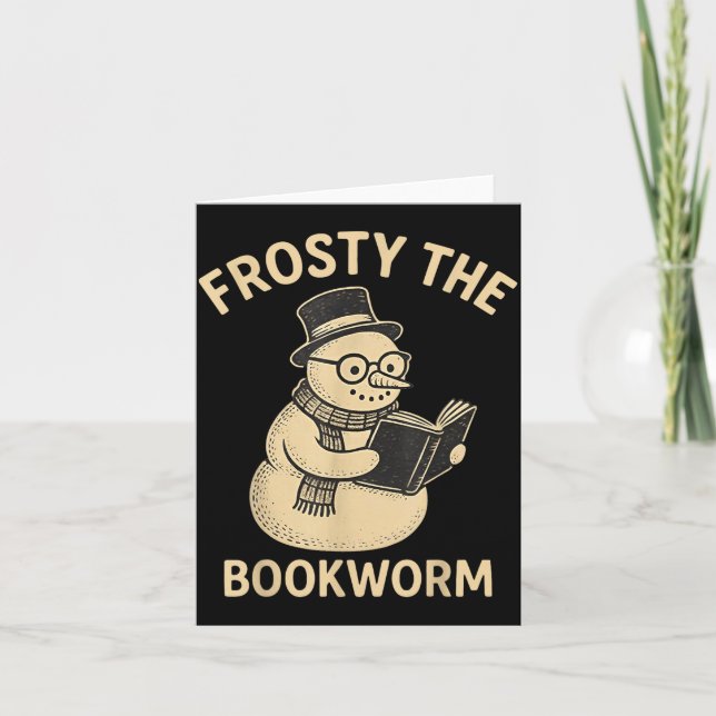 Cartão Frosty The Bookworm Snowman Reading  (Frente)