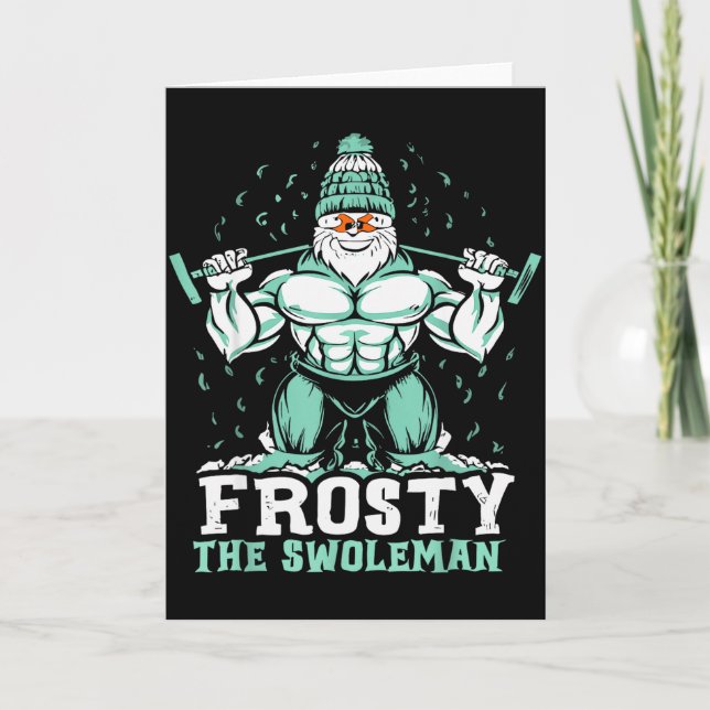 Cartão Frosty The Swoleman Funny Buff Swole Snowman Gym M (Frente)