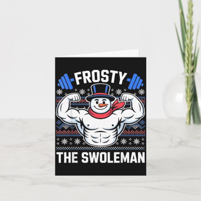 Cartão Frosty The Swoleman Funny Ugly Christmas Sweater G (Frente)