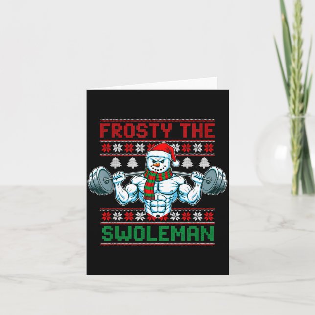 Cartão Frosty The Swoleman Ugly Christmas Sweater Funny S (Frente)