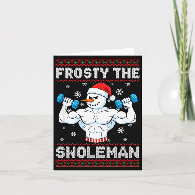 Cartão Frosty The Swoleman Ugly Christmas Sweater Funny S (Frente)