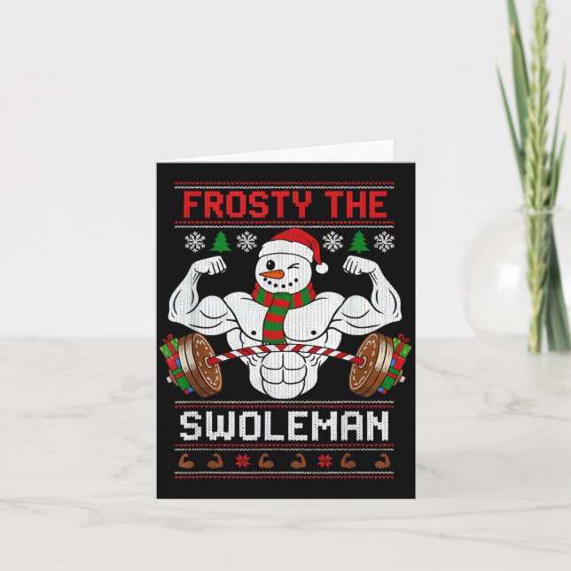 Cartão Frosty The Swoleman Ugly Christmas Sweater Funny X (Frente)