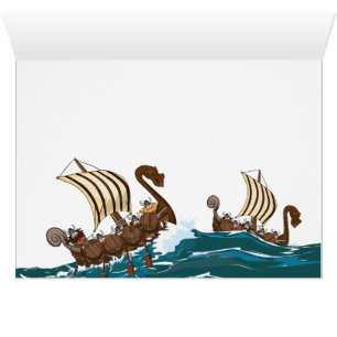 Cartão Frota da invasão de Viking dos desenhos animados