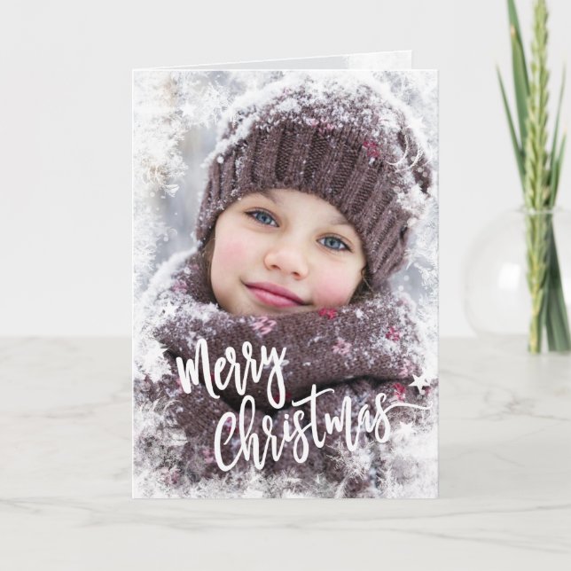 Cartão Frozen Photo Christmas Greeting Card Ice Snowflake (Frente)