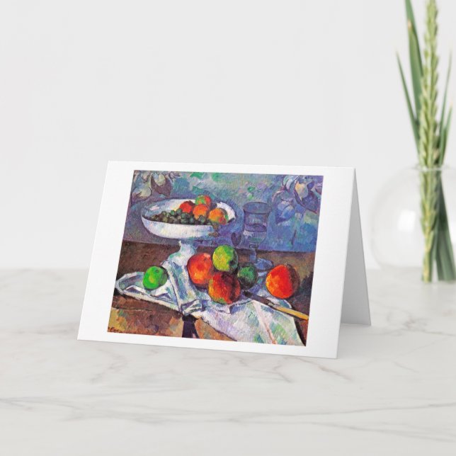 Cartão Fruit bowl, Glass and Apples, Cezanne (Frente)
