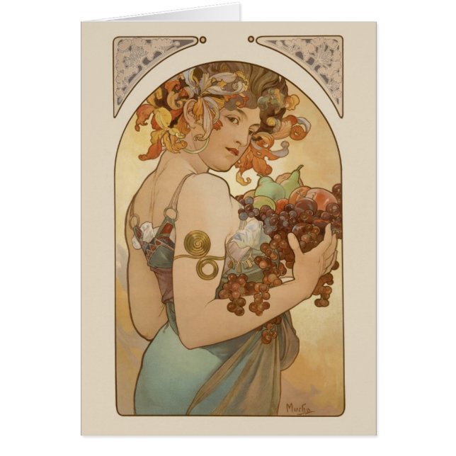 Cartão Fruta Alphonse Mucha CC0406 Art Nouveau Card (Frente)