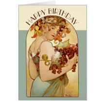Fruta Birthday Mucha CC0358 Art Nouveau Card