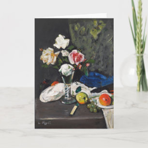 Cartão Fruta e Rosas de vida estática   George Leslie Hun