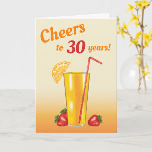 Cartão Fruta Laranja Bebe Saúde Para 30 Feliz Aniversário