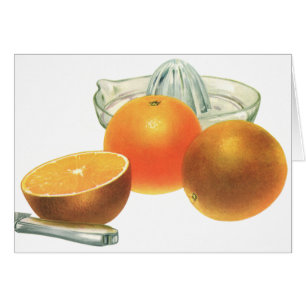 Cartão Fruta Vintage, Comida Ripage Orange Juicer Breakfa