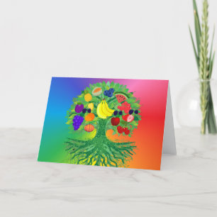 Cartão Frutas Da Placa De Saudação Da Árvore Espirituosa
