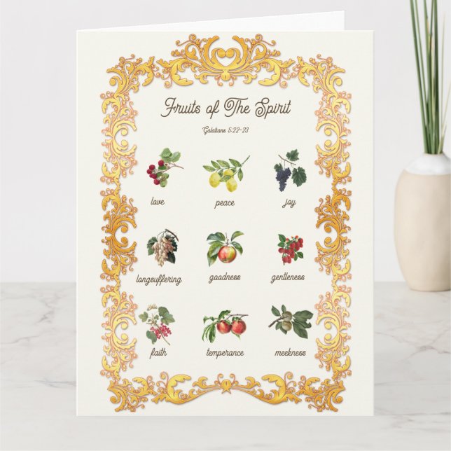 Cartão Frutas do Verso da Bíblia de Escritura Espiritual (Frente)