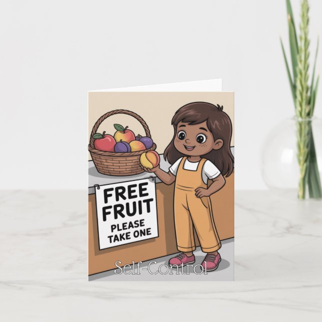 Cartão Fruto do Espírito: Autocontrole Infantil (Frente)