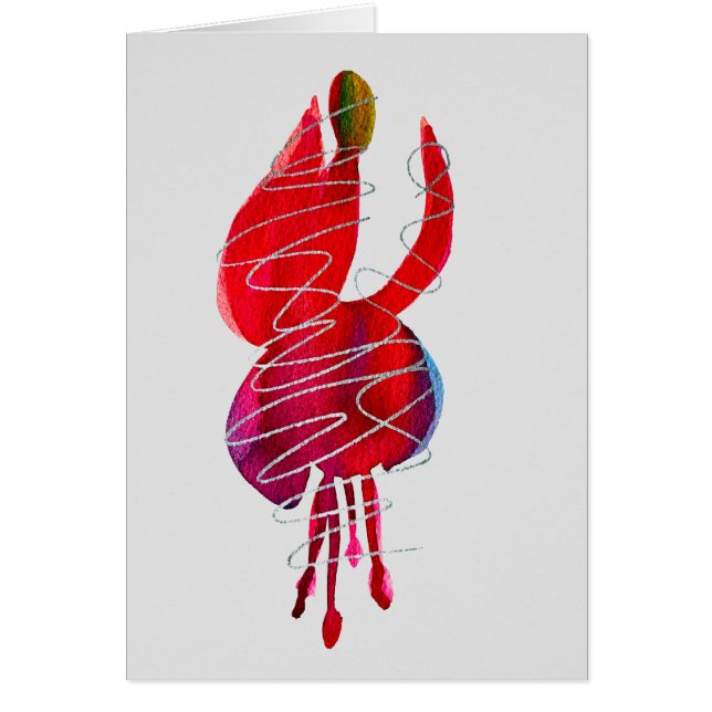 Cartão Fuchsia floral abstrata em aquarela (Frente)