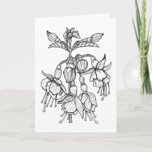 Cartão Fuchsia Flowers Color It Yourself