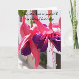 Cartão Fuchsia Personalizou 65º aniversário de casamento