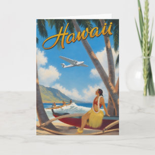 Cartão Fuga do Paraíso Vintage Havaiano Hula Girl Aloha