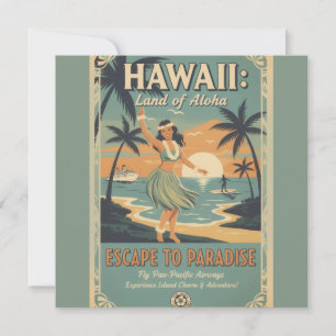 Cartão Fuga para o Paraíso Terrestre Havaiano Vintage