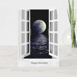 Cartão full moon reflection on ocean birthday