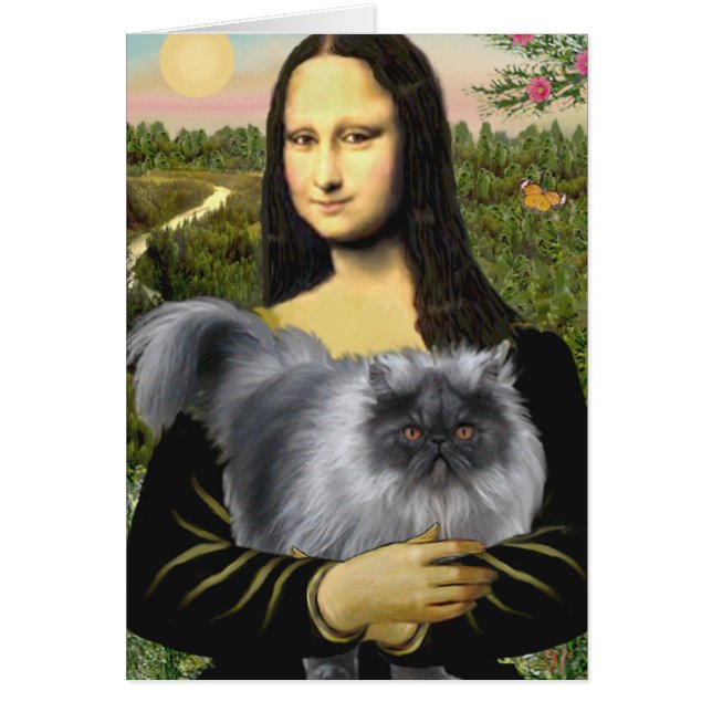 Cartão Fumaça Azul da Mona Lisa Persa (Frente)