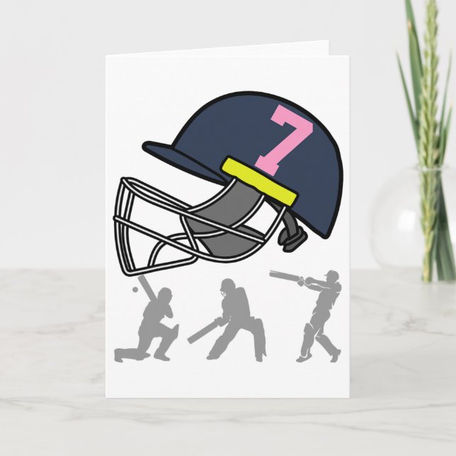 Cartão Fun 7th Birthday Cricket Player Boys Kids 7 Year O (Frente)