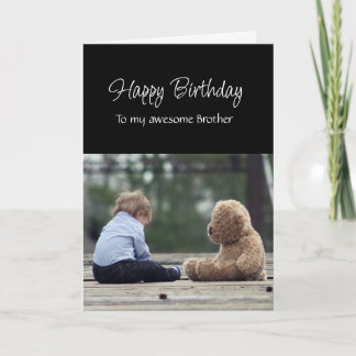 Cartão Fun Birthday Awesome Brother Cute Teddy Bear