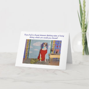 Cartão Fun birthday card for adult, a dog dressed as lady