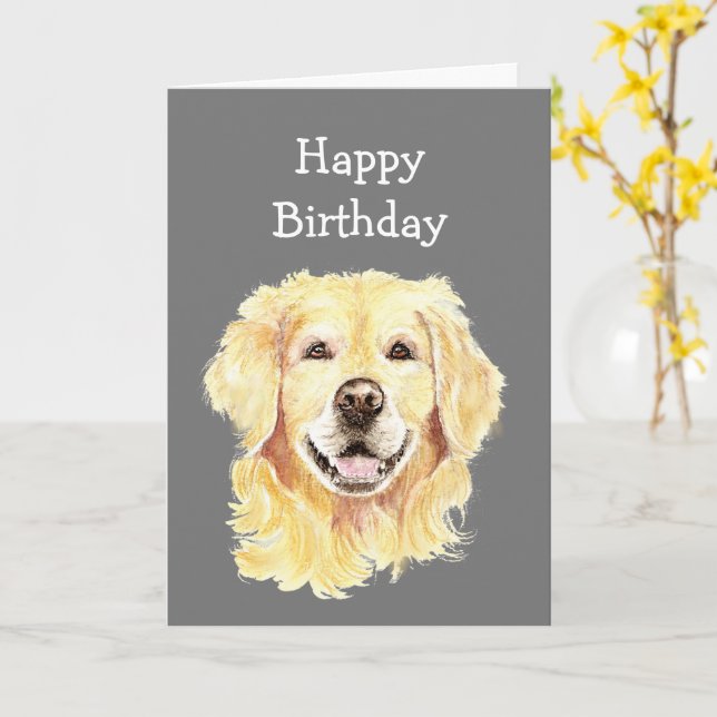 Cartão Fun Birthday Young Once Laughing Golden Retriever (Flor Amarela)