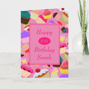 Cartão Fun, Bright Pink Cupcake Any Age Birthday Card